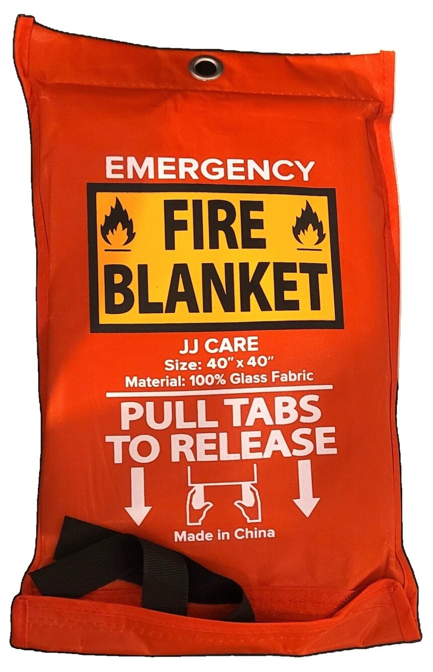 JJ CARE Fire Blanket 40 x 40 Glass Fabric Fire Safety Pouch
